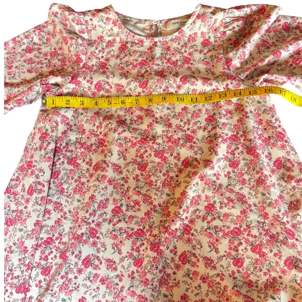 Sofie Schnoor Girls Dress 10Y Pink Floral Smocked Long‎ Sleeve Cottagecore - Picture 5 of 7
